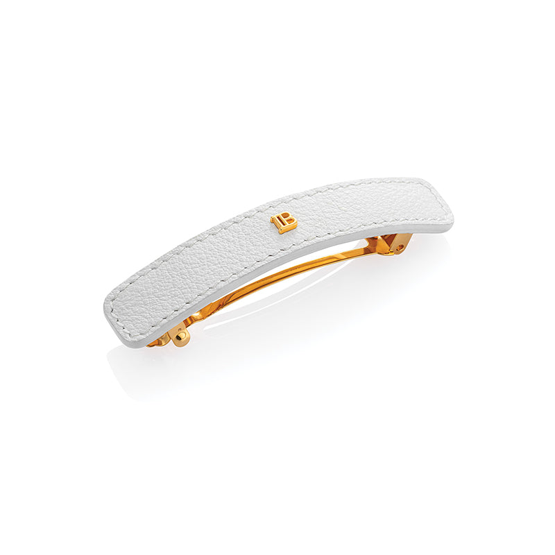 Balmain Hair Limited Edition White Leather Large Barrette FW24