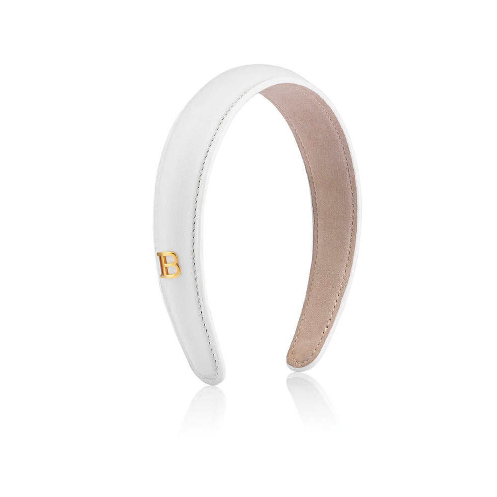Balmain Hair Limited Edition White Leather Puffed Headband FW24