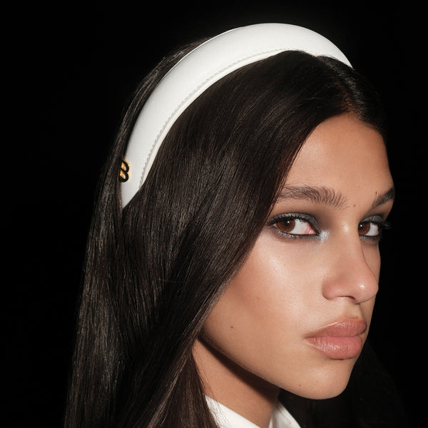 Balmain Hair Limited Edition White Leather Puffed Headband FW24