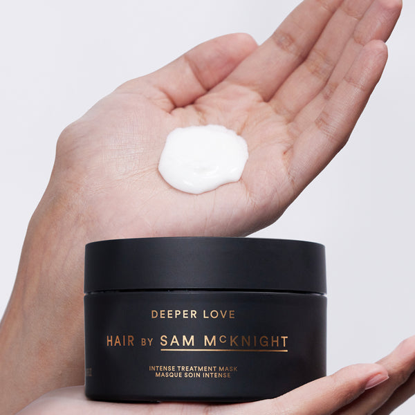 Hair by Sam McKnight Deeper Love Hair Mask hand showing product